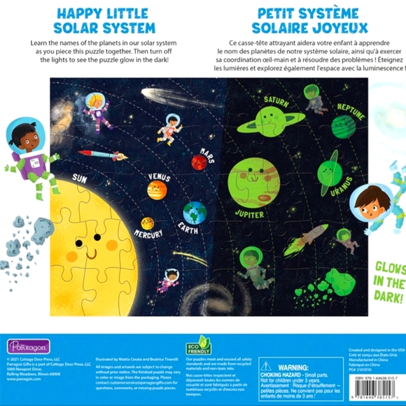 Glow-in-the-Dark Parragon Happy Little Solar System Kids Jigsaw Puzzle 46Pc - Picture 3 of 4